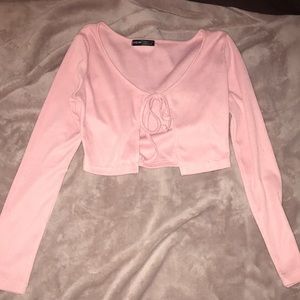 Pink cropped cardigan